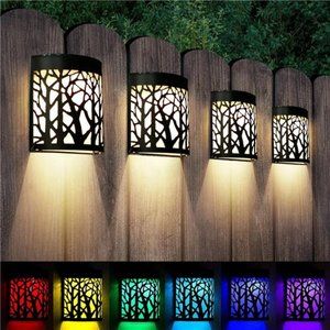 Solar Wall Lights Outdoor Wall Sconce Fence Lighting Waterproof, (4 Pack)